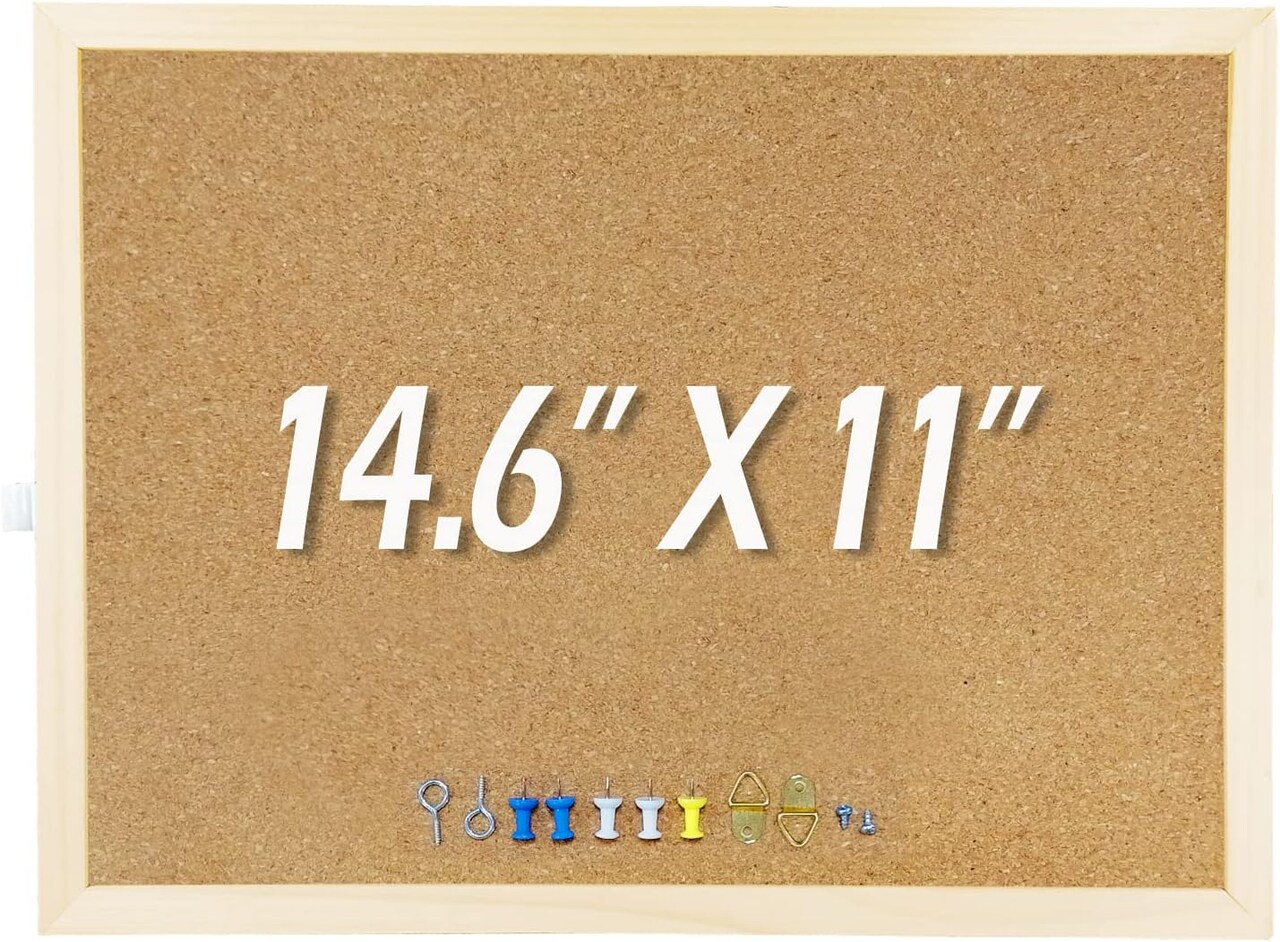14.6 inches x 11 inches Frame Cork Board for Bulletin Board(Beige, Brown)